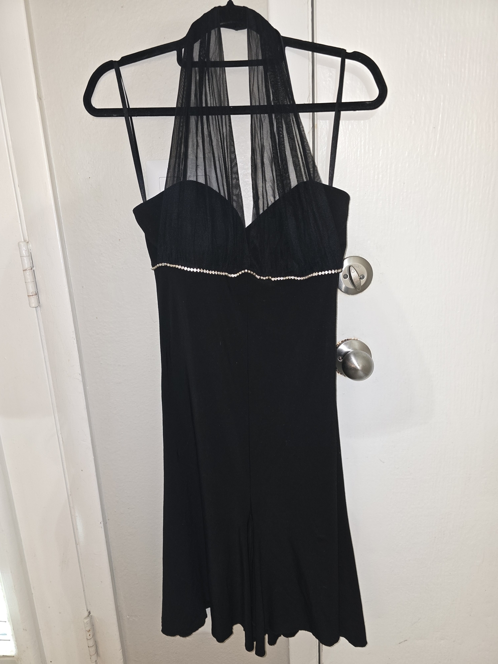 Blondie Nites Black Strapless Cocktail Dress with Rhinestone Trim